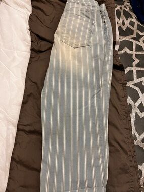 Nine West Light Blue and Cream Striped Jeans